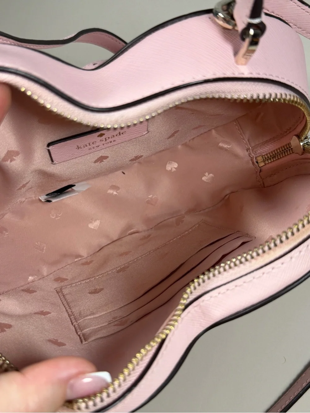 kate spade pale pink heart-shaped mini crossbody